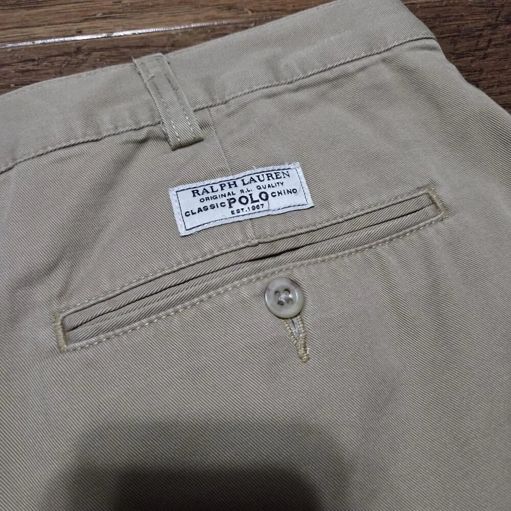 Polo Ralph Lauren Shorts Mens 44 Beige Pleated Chino Tyler Short Casual Classic